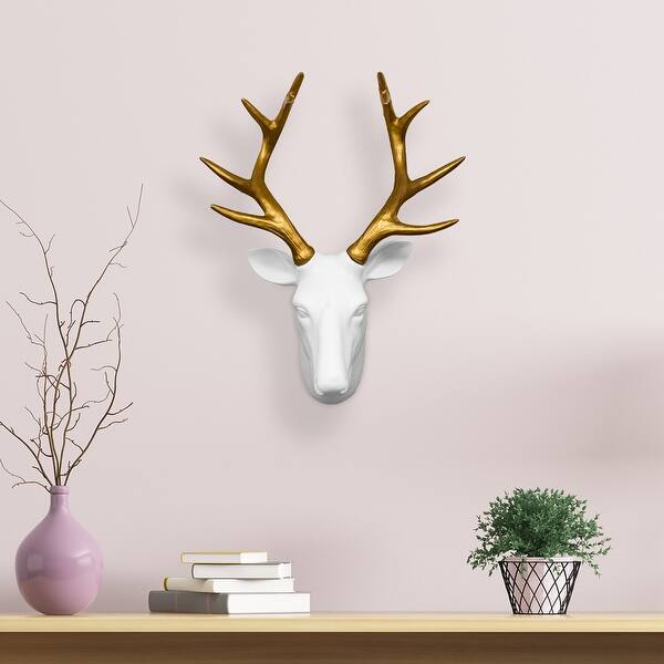 Walplus Contemporary Taxidermy White Deer Head Gold Antlers Home Decor Overstock 31807277 These are handmade paper mache deer heads done by saji c k cheererh. walplus