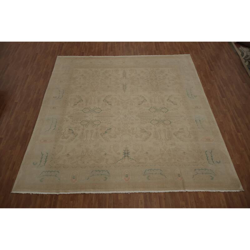 Hand Knotted Oriental 100% Wool Carpet Traditional All-Over Beige & Ivories Ziegler Area Rug - 12' 10'' X 12' 6''