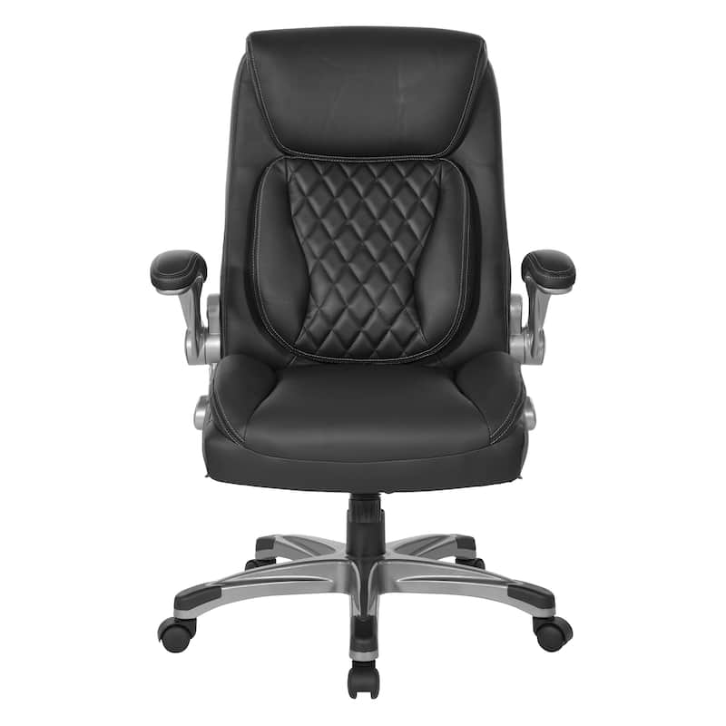Executive Chair in Bonded Leather with Flip Arms