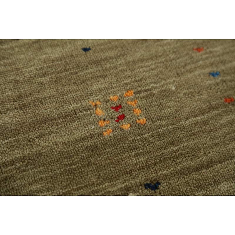 Hand Knotted Oriental 100% Wool Carpet Tribal Tribal Green Gabbeh Area Rug - 5' 0'' X 3' 2''