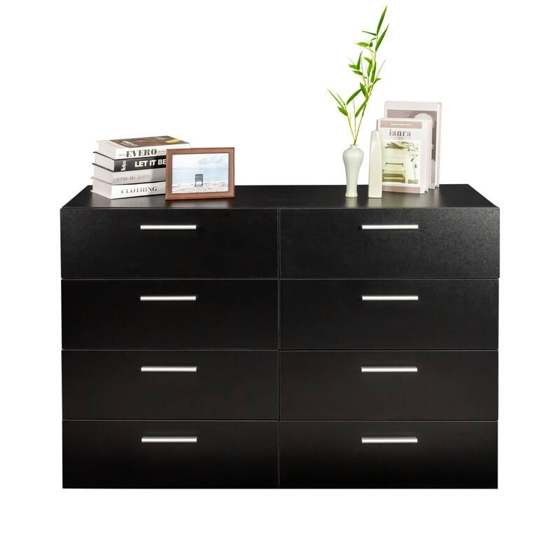 Space-saving 8-Drawer Double Dresser - Black