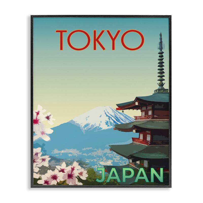 Stupell Vintage Tokyo Scenery Framed Giclee Art Design By Victoria Barnes - 24 x 30 - Black