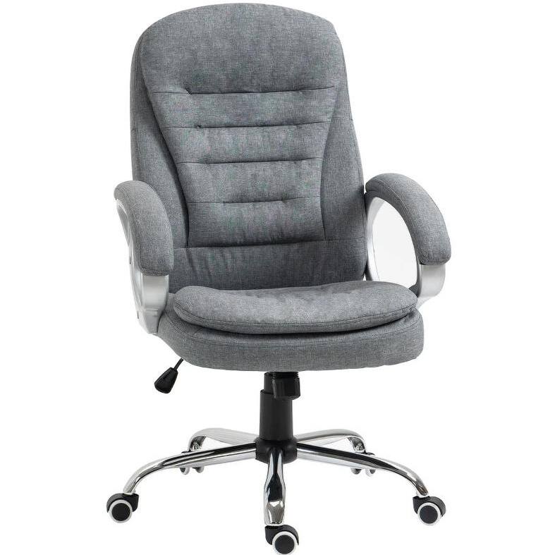 Modern High-Back Office Executive Computer Chair with Lumbar Support and Padded Wide Armrests, Adjustable Height, Gray