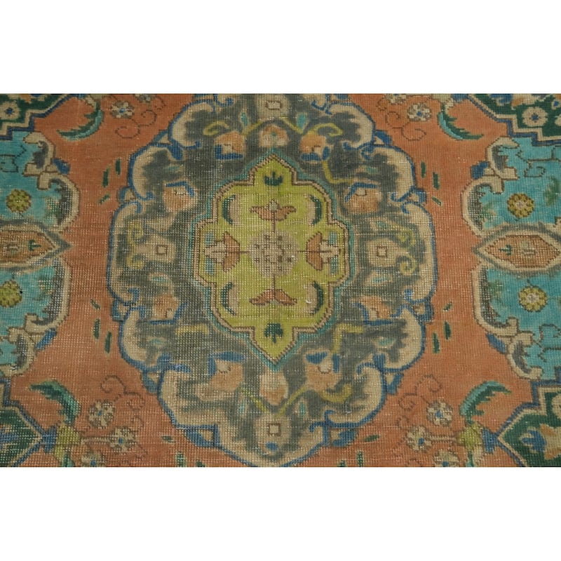 Hand Knotted Oriental 100% Wool Carpet Traditional Medallion Oranges & Rust Tabriz Area Rug - 6' 2'' X 4' 6''