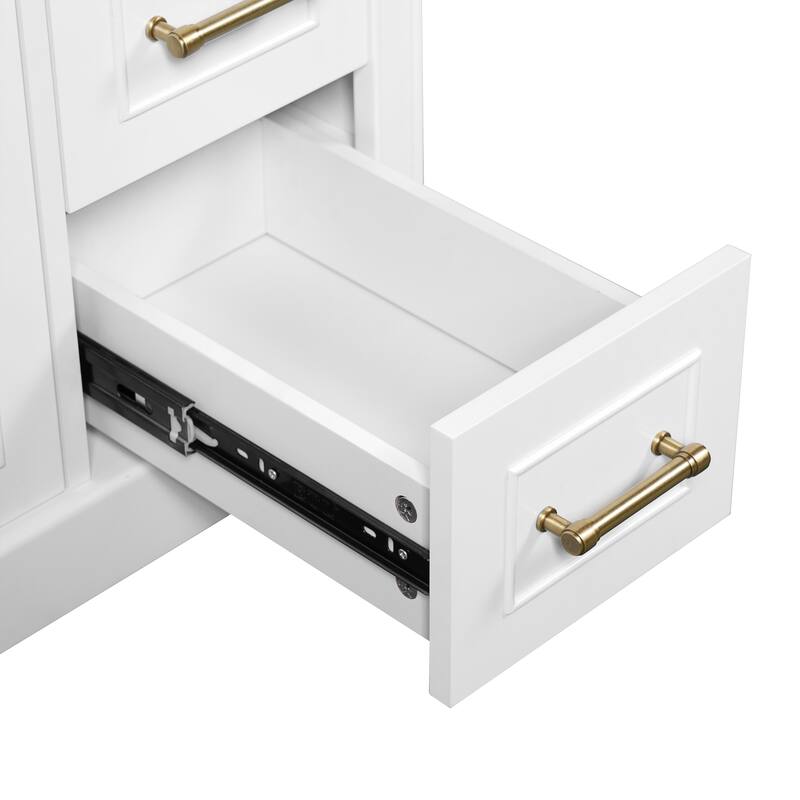 Bathroom Vanity with Ceramic Sink, Bathroom Vanities with Adjustable Shelf, Storage Cabinet with Soft-Close Doors and Drawers
