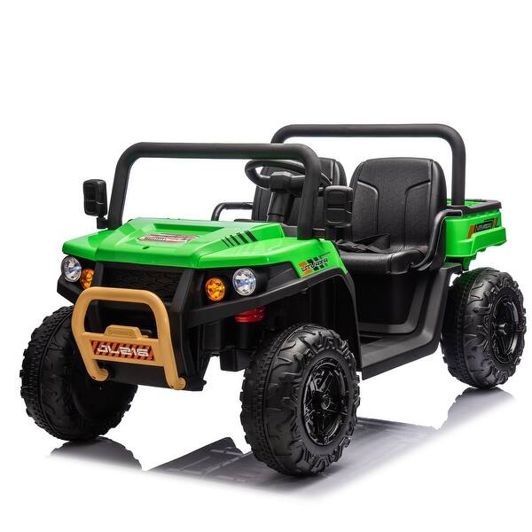 slide 2 of 120, Electric Ride-On Car for Kids with Shock Absorbers, LED Lights, and Bluetooth - 24V Battery, Ages 3-8 Green