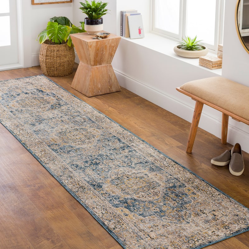 Artistic Weavers Illia Updated Traditional Area Rug - 2' 7" x 10' - Denim