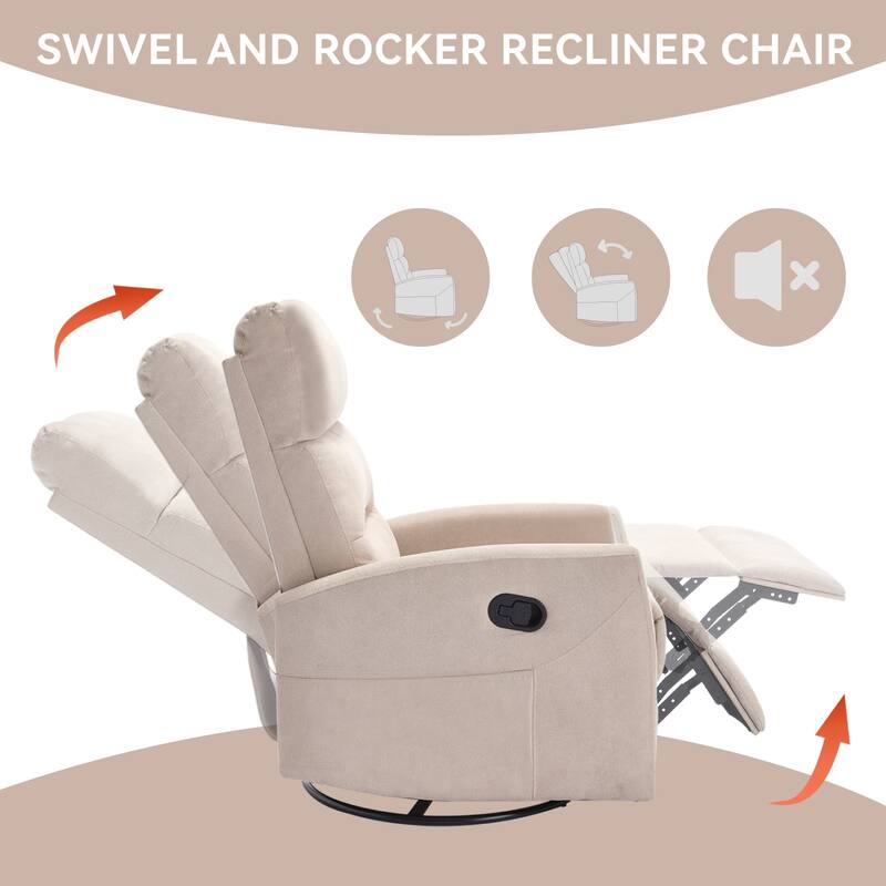 Manual Recliner Chair with Rocker and Swivel