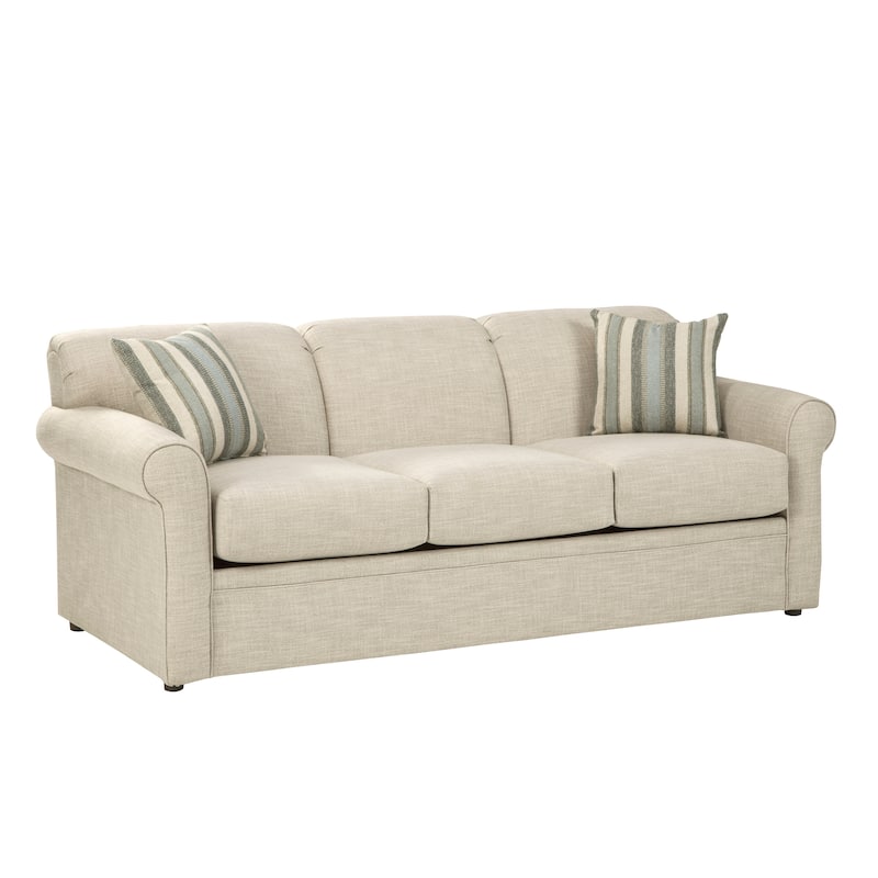 Belgian Ivory Sleeper Sofa Bed w/ Gel Memory Foam Mattress - Queen