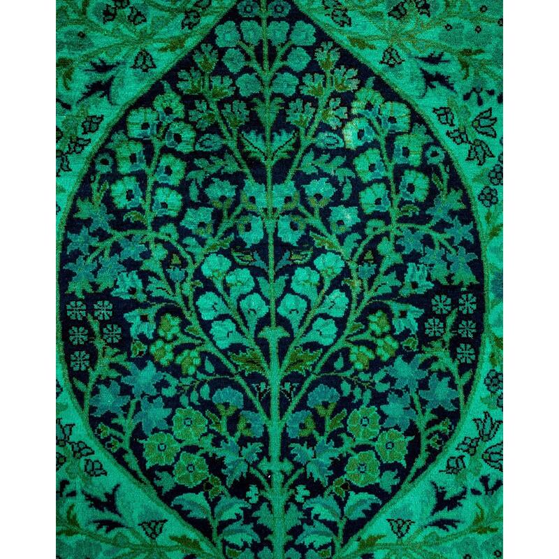 Overton Hand Knotted Wool Vintage Inspired Modern Contemporary Overdyed Black Area Rug - 4' 2" x 6' 4"