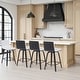 preview thumbnail 67 of 78, Skara Mid-Century Swivel Counter Stool, Upholstered Counter Height Chair with Bentwood Legs Set of 4 - White Faux Leather & Black
