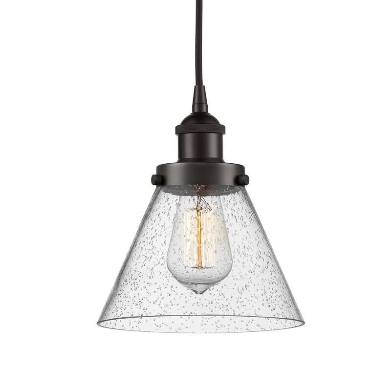 Innovations Lighting 616-1PH-10-8 Cone Pendant Cone 8" Wide Mini - Oil Rubbed Bronze / Seedy