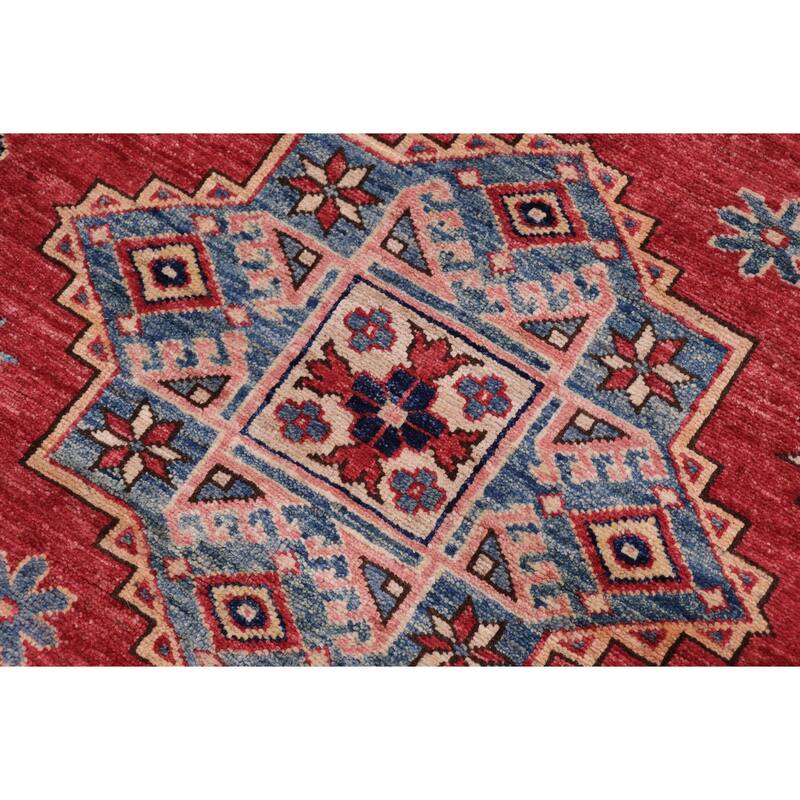 Tribal Super Kazak Lennox Red/Beige Hand Knotted Wool Rug - 11'11'' x 14'8''