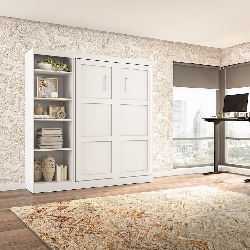 Pur Full Murphy Bed with Shelving Unit (84W) by Bestar
