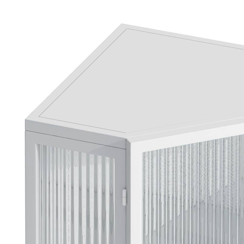 Grondin Modern Style 22.25" Bathroom Corner Storage Cabinet with Tempered Glass Doors and Interior Adjustable Shelf