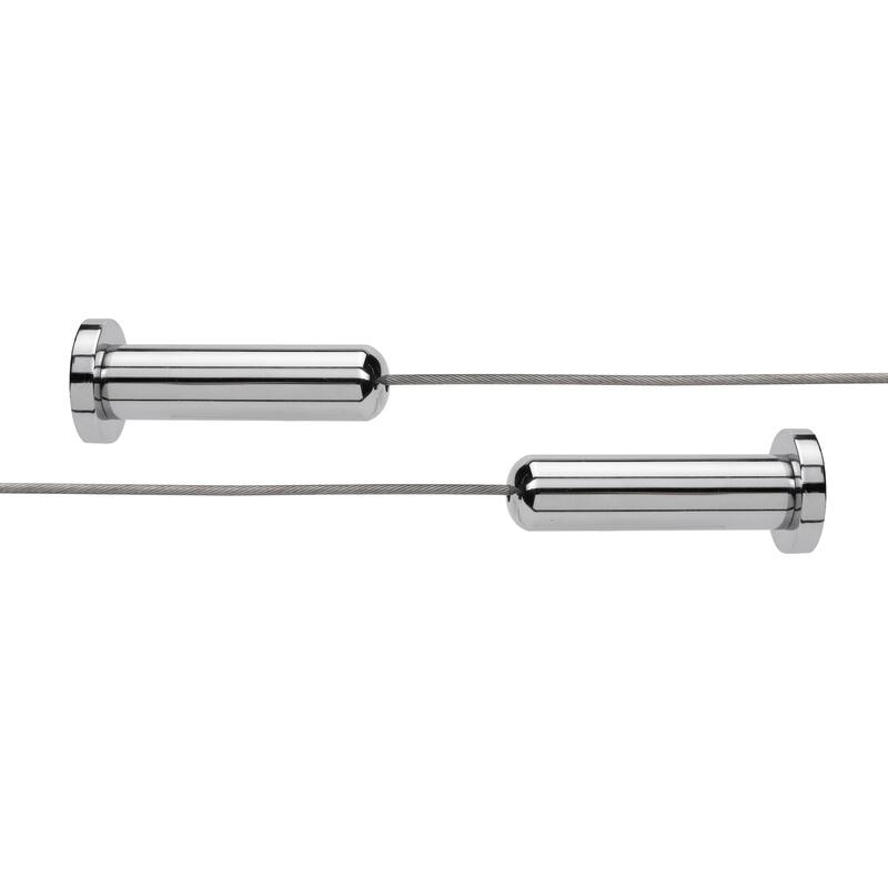 Croydex 118 in. Adjustable Stainless Steel Wireline Shower Rod with Matching Hooks, in Chrome