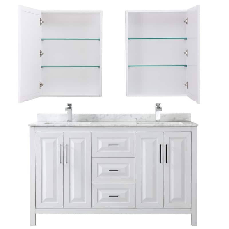 Wyndham Collection Daria 60" Free Standing Double Vanity Set with MDF
