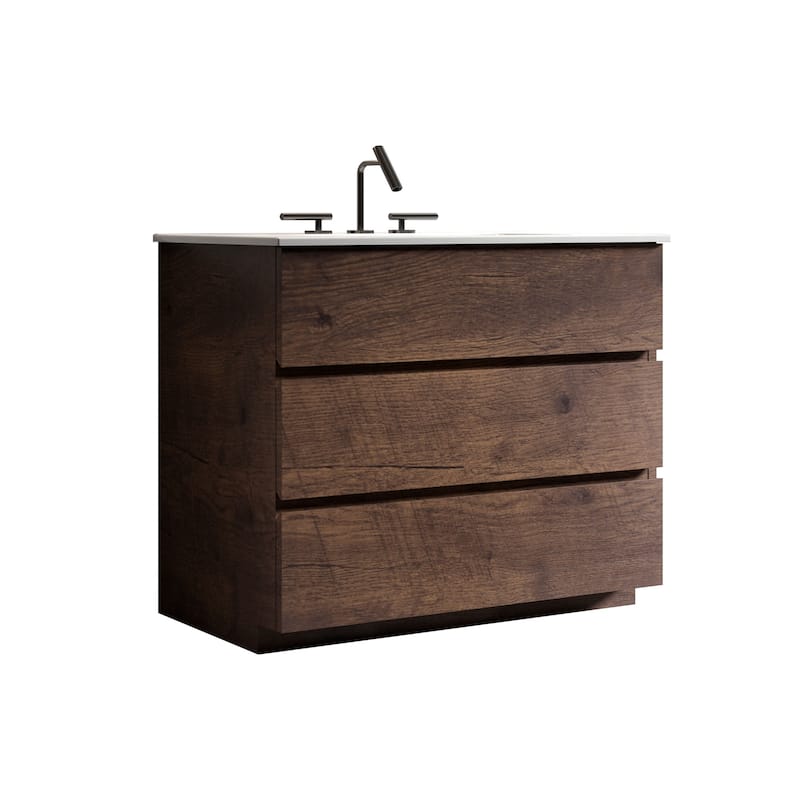 36"Freestanding Bathroom Vanity with Engineered Stone Sink
