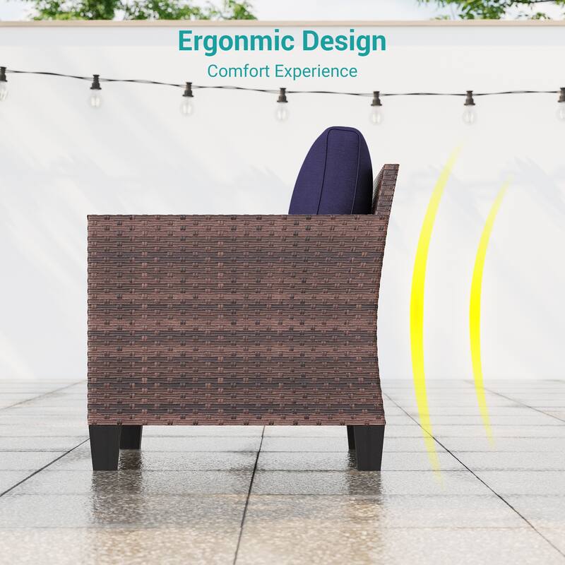 LIVOOSUN 2Pcs Outdoor Seating Sets Patio Brown Rattan Furniture Chair