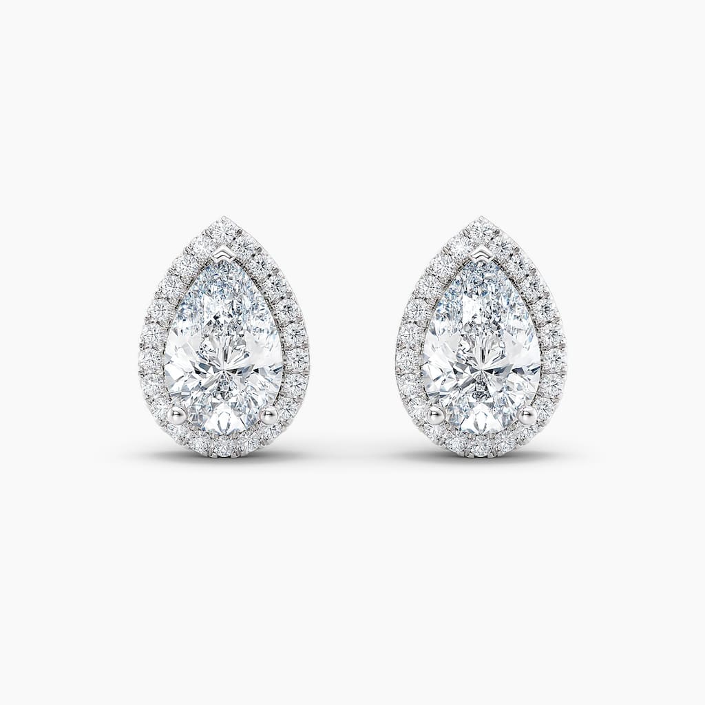 Auriya 14k Gold Lab Grown Halo Pear Diamond Stud Earrings 0.50 to 8.00 ct. tw. Push-Back (F-G VS) - White