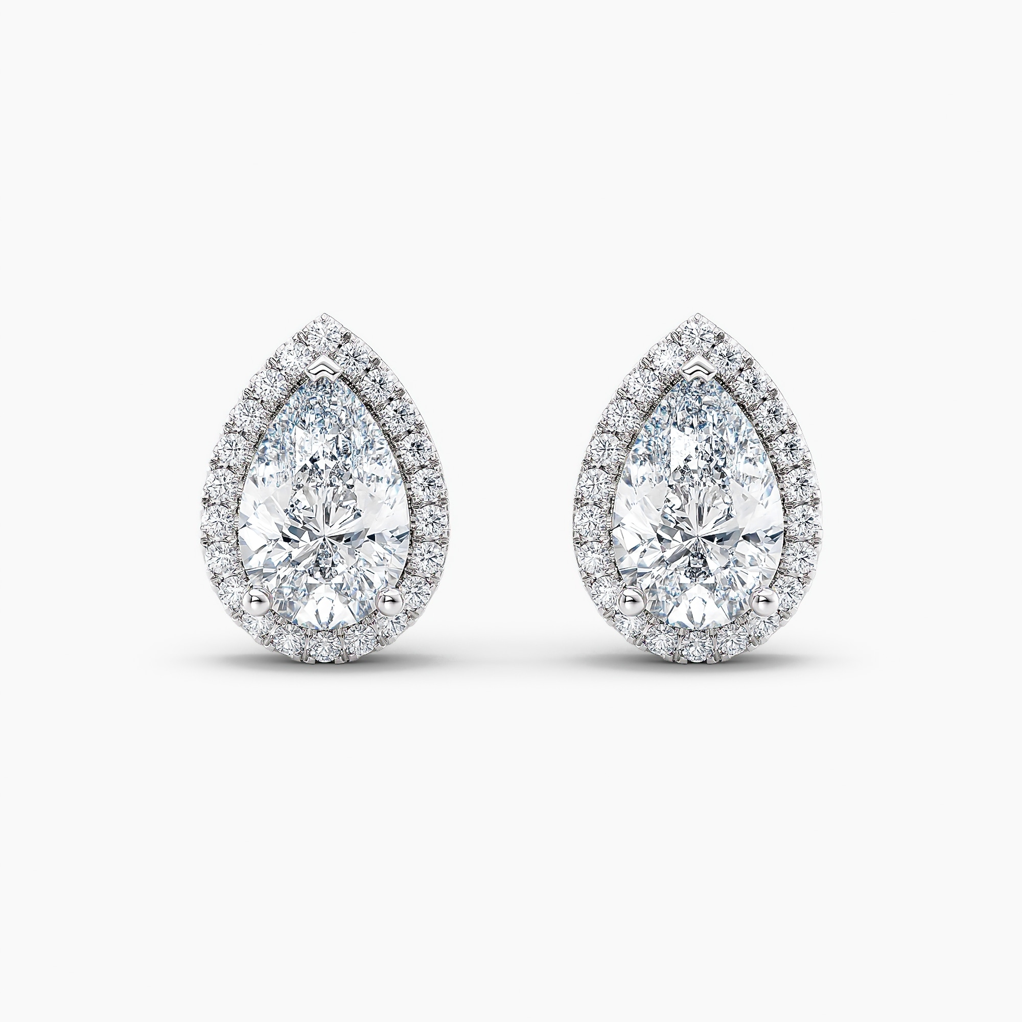 Auriya 14k Gold Lab Grown Halo Pear Diamond Stud Earrings 0.50 to 8.00 ct. tw. Push-Back (E-F VS)