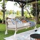 preview thumbnail 3 of 31, Renley Mahogany Wood Outdoor Swing Daybed with Cushion