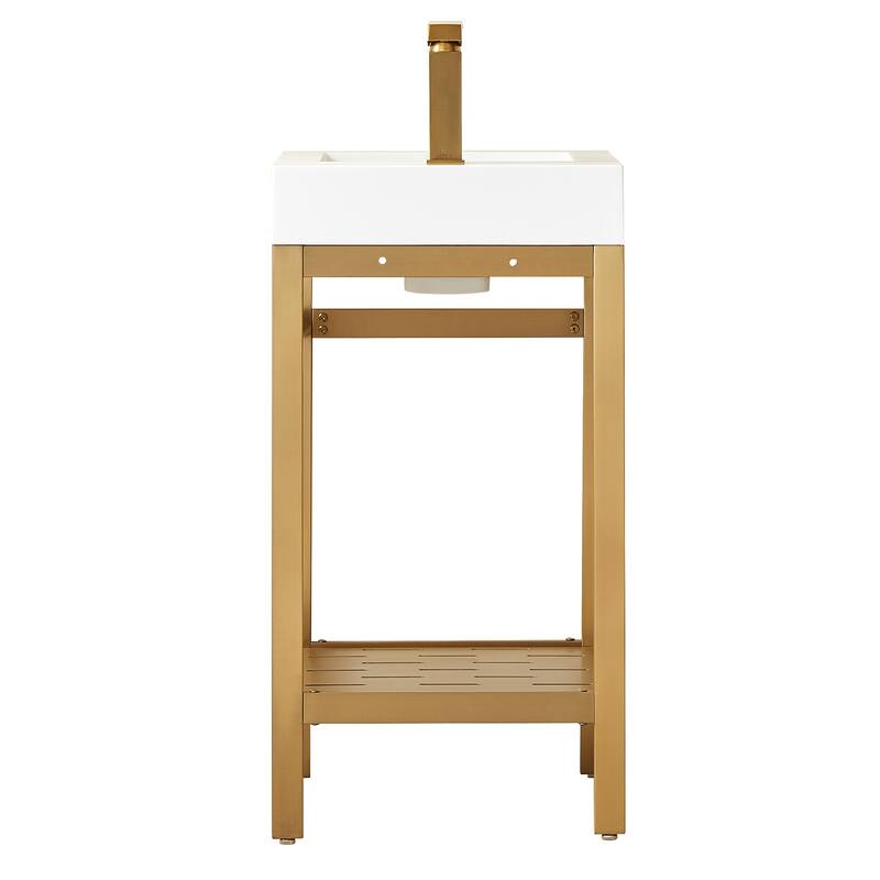 Ablitas 18" Single Vanity in Metal with Stone Sink Top