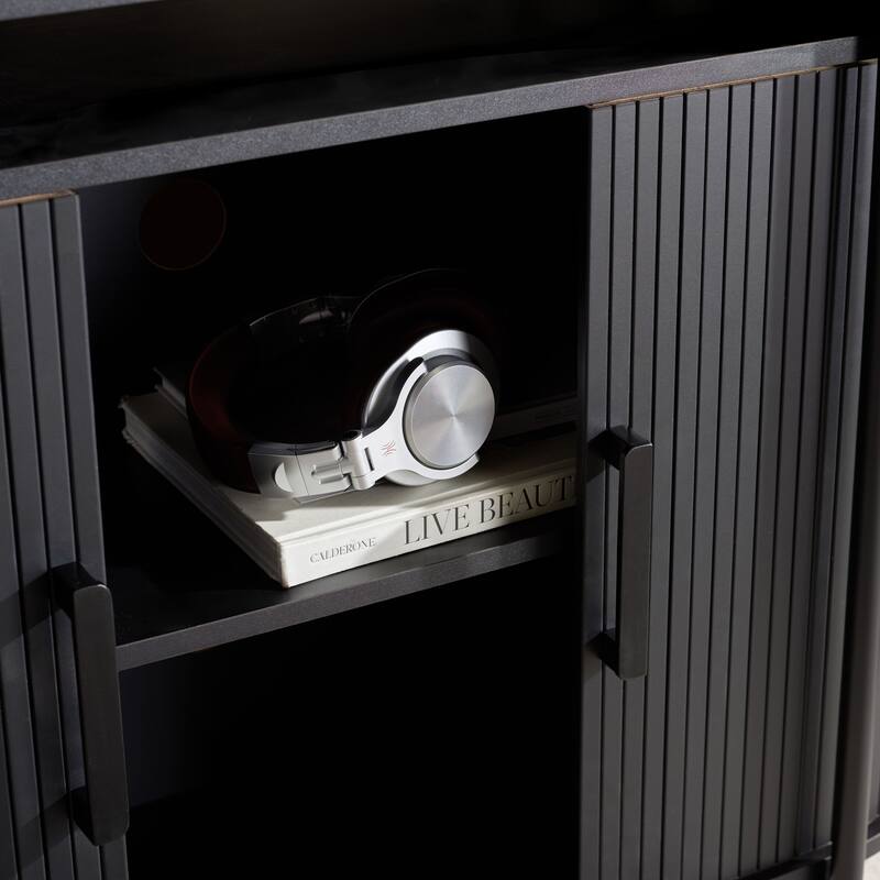 SAFAVIEH Home Etka Tambour Doors Compact Sideboard/TV Stand - 39"W x 16"D x 32"H