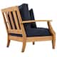 SAFAVIEH Couture Freida Wood Patio Arm Chair - 31.4" W x 35.6" L x 32.6" H - 31"W x 36"D x 33"H