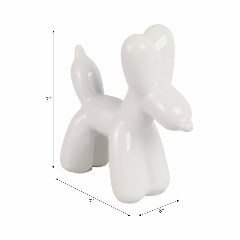 Sagebrook Home Ceramic Balloon Dog Figurine - Modern Decorative Accent Sculpture