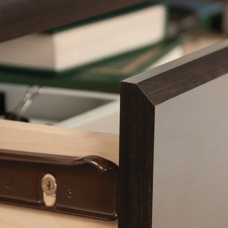 Wood Transitional Desk with 2 Smooth-Glide Drawers, Brown