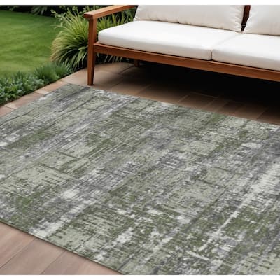 HomeRoots Geometric Transitional Rectangle Outdoor Rug