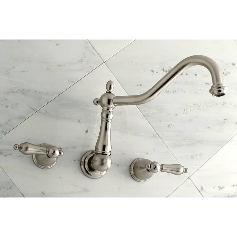Heritage 3-Hole Wall Mount Roman Tub Faucet in Brushed Nickel