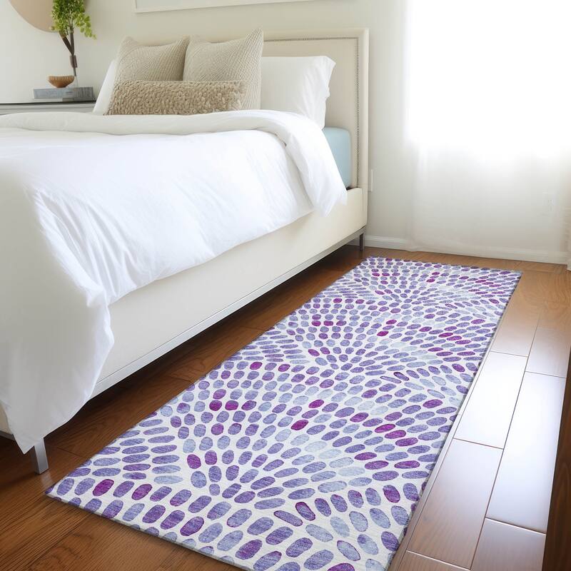 Premium Washable Super Soft Contemporary Mosaic Mayfield Rug - Purple - 2' 3" x 7' 6" - Runner