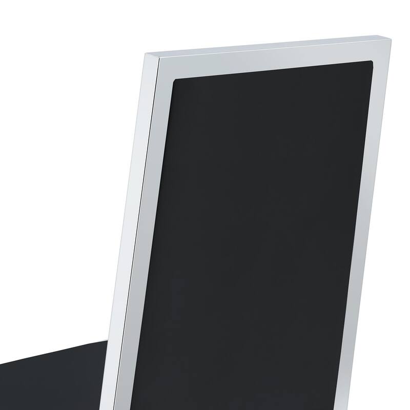 Set Of 4, Metal Framed Black PU Dining Chairs: Ergonomic Design, A Simple And Luxurious Choice