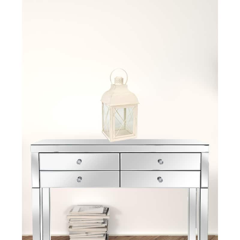HomeRoots Set Of Three White Flameless Floor Lantern Candle Holder - 12
