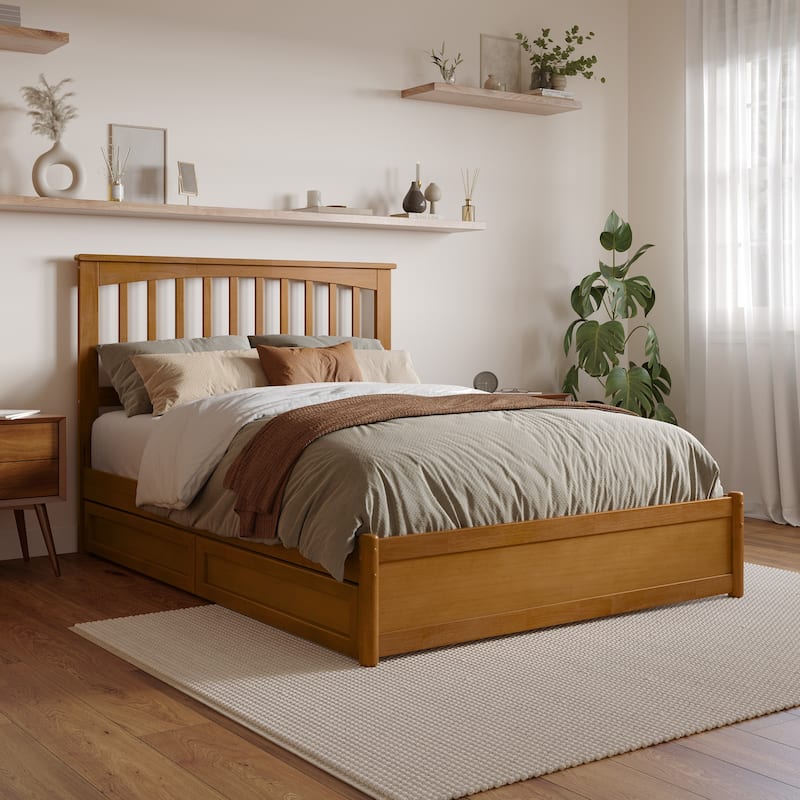 Everett Platform Bed with Panel Footboard and Storage Drawers
