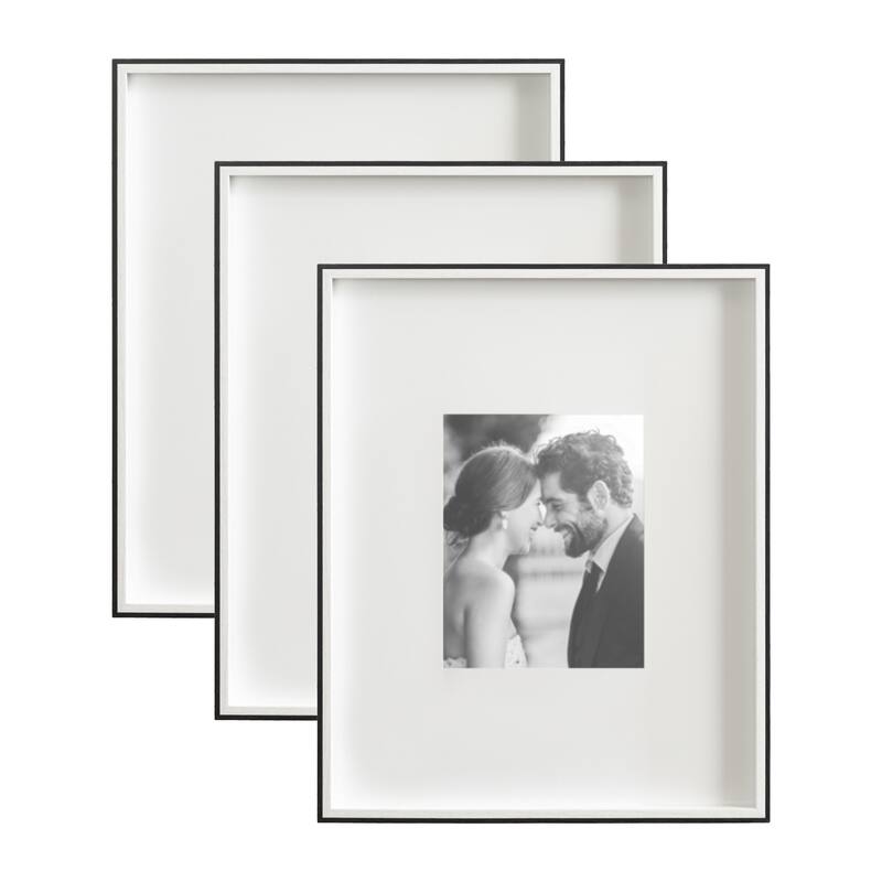 Kate and Laurel Gibson Photo Frame Set - 3 Piece 16x20 matted to 8x10 - Black/White