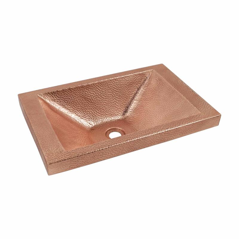 Hana Hand Hammered Copper Drop-in Bathroom Sink - Polished Copper