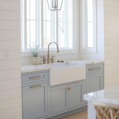 Sinkology Austen Crisp White Fireclay 33" Single Bowl Farmhouse Apron Kitchen Sink and Care Kit