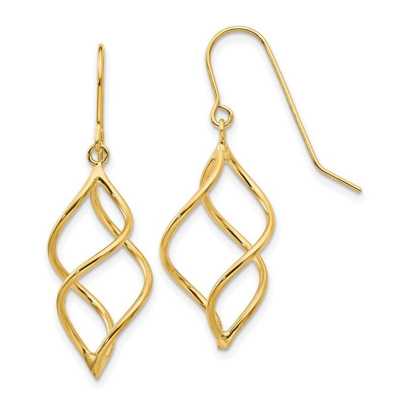 Curata 10k Yellow Gold Polished Short Twisted Guardian Angel Earrings - 30x12mm