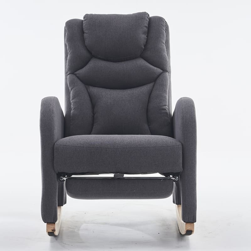 Linen Rocking Chair With Adjustable Footrest