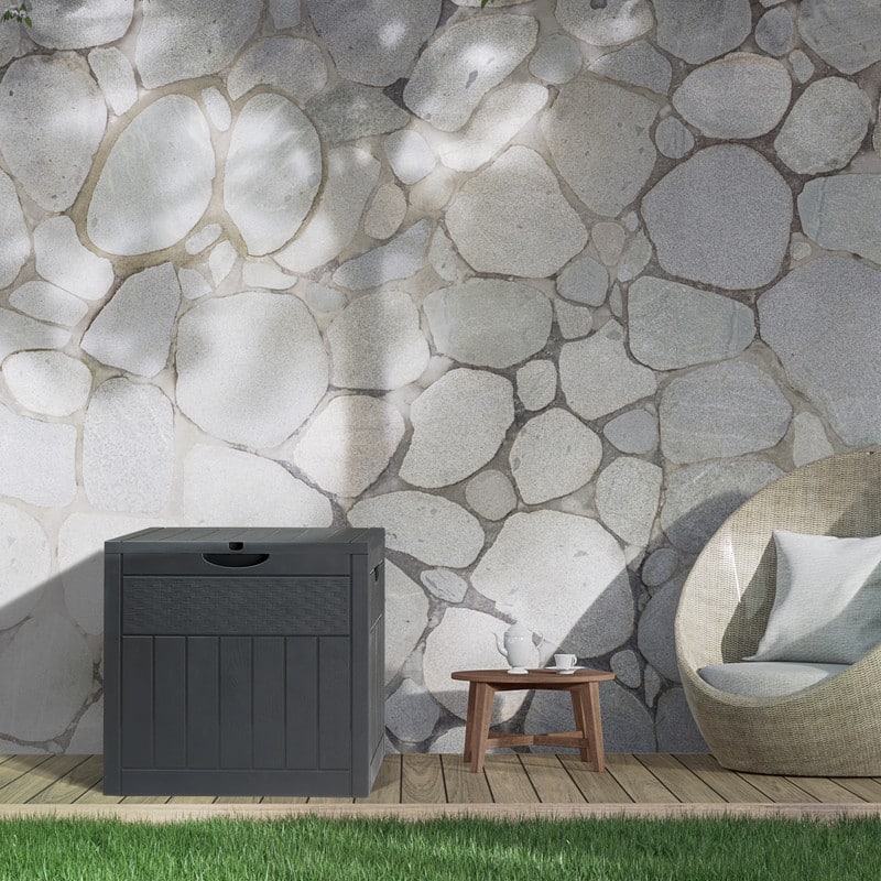 33 Gallons Gray Water Resistant PVC Deck Box - N/A