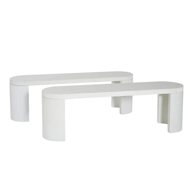 Christopher Knight Home - Lior Outdoor Terrazzo White Concrete Dining Bench
