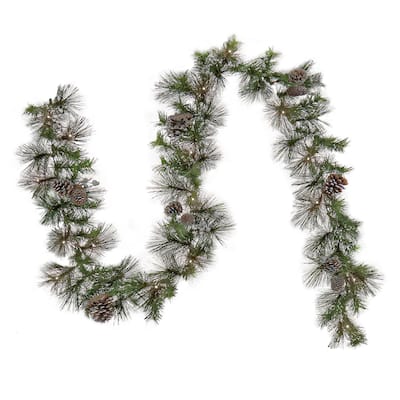 9 ft. Whitter Pine Garland with LED Lights - Green - 9 ft