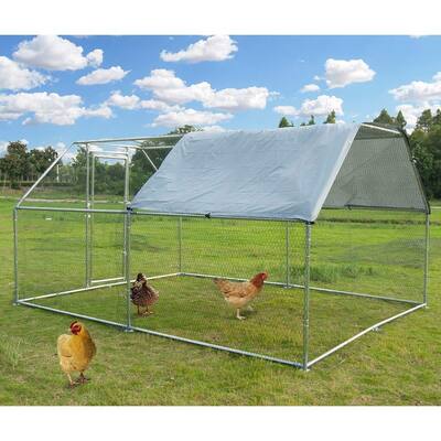 Large Chicken Run Flat Shaped Cage with Waterproof Cover (9'L x 12'W)