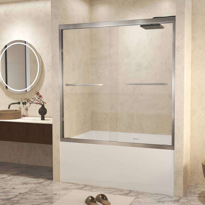 Premium Double Sliding Shower Door with Tempered Glass and Aluminum Frame for Stylish Bathrooms