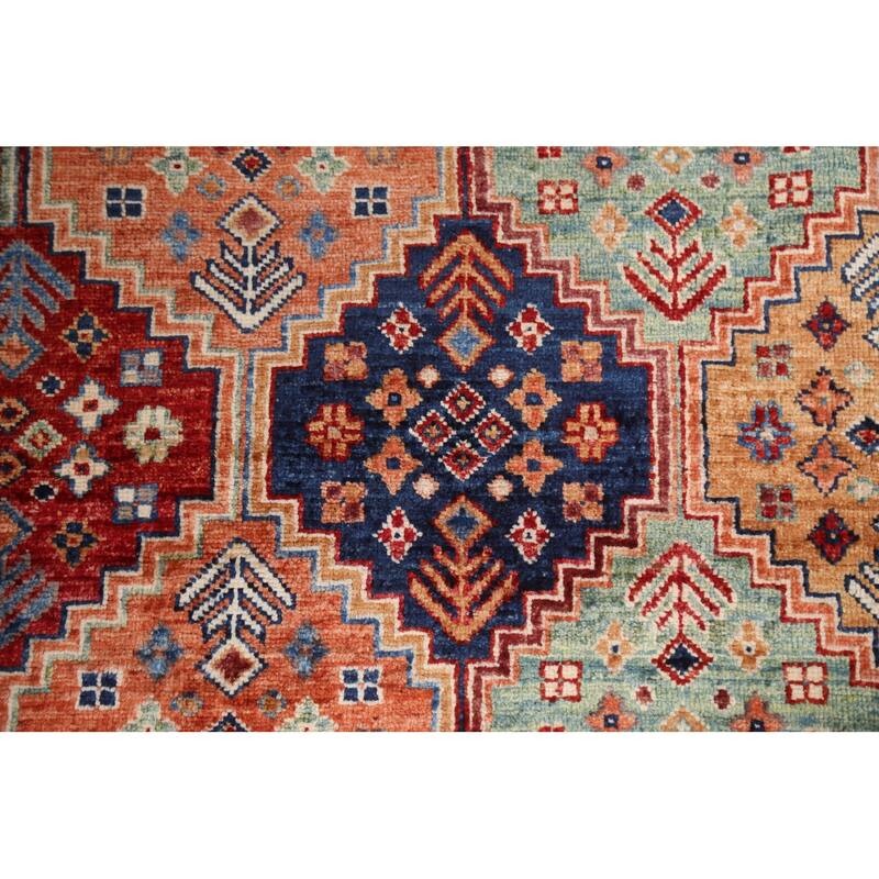 Vegetable Dye Super Kazak Oriental Wool Area Rug Hand-knotted Carpet - 6'7" x 9'8"