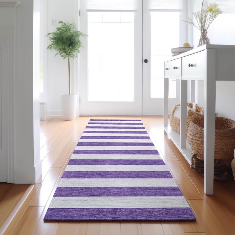 Premium Washable Super Soft Cabana Stripe Mayfield Rug - Purple - 2' 3" x 7' 6" - Runner