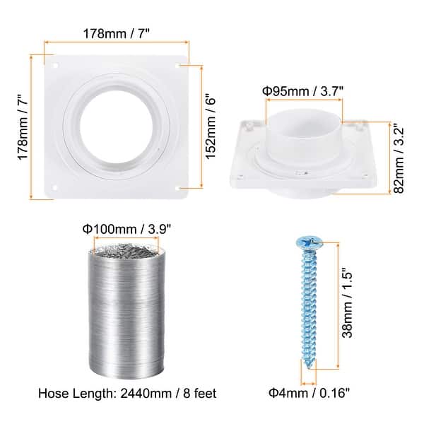 4" Dryer Vent Wall Plate Adapter Dryer Base Connector Air Duct Flange